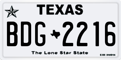 TX license plate BDG2216