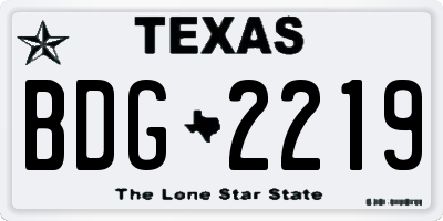 TX license plate BDG2219