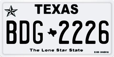 TX license plate BDG2226