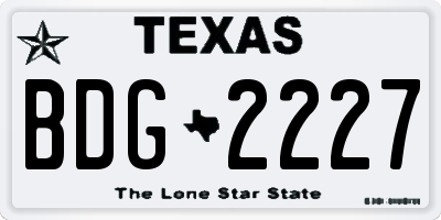 TX license plate BDG2227
