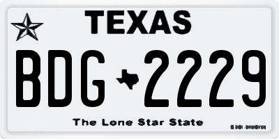 TX license plate BDG2229