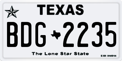 TX license plate BDG2235