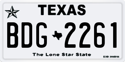 TX license plate BDG2261