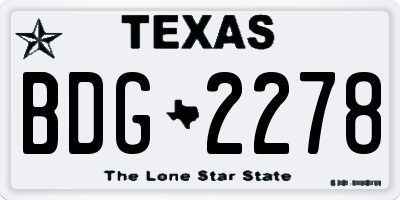 TX license plate BDG2278