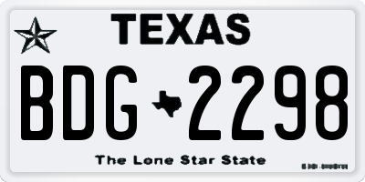TX license plate BDG2298