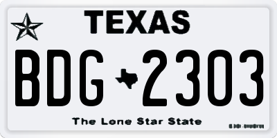 TX license plate BDG2303