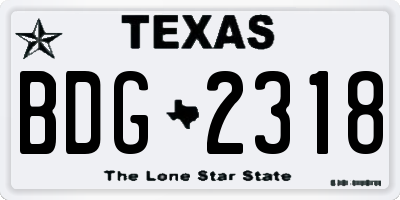 TX license plate BDG2318
