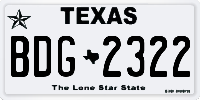 TX license plate BDG2322