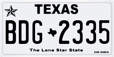 TX license plate BDG2335