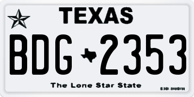 TX license plate BDG2353
