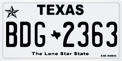 TX license plate BDG2363