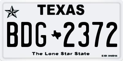 TX license plate BDG2372