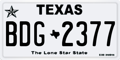 TX license plate BDG2377
