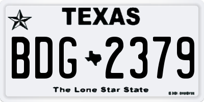 TX license plate BDG2379