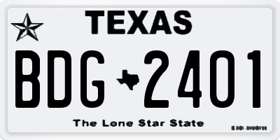 TX license plate BDG2401