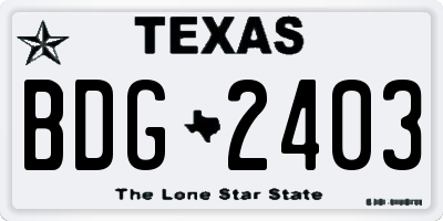TX license plate BDG2403