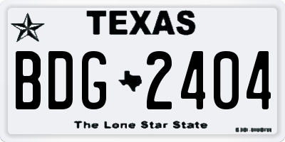 TX license plate BDG2404