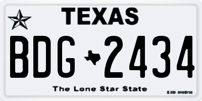 TX license plate BDG2434