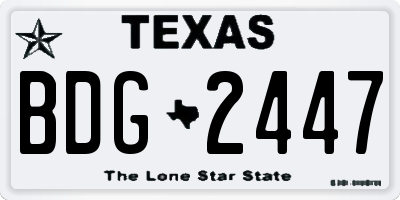 TX license plate BDG2447