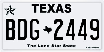 TX license plate BDG2449