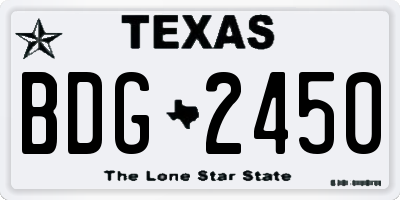 TX license plate BDG2450