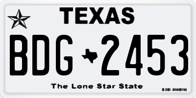 TX license plate BDG2453