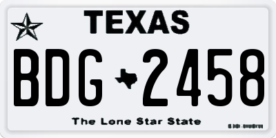 TX license plate BDG2458