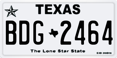 TX license plate BDG2464