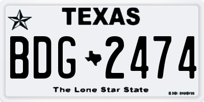 TX license plate BDG2474