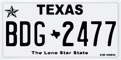 TX license plate BDG2477