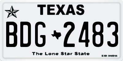 TX license plate BDG2483