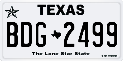 TX license plate BDG2499