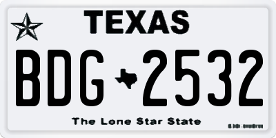 TX license plate BDG2532