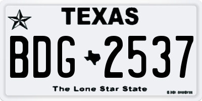 TX license plate BDG2537