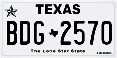 TX license plate BDG2570