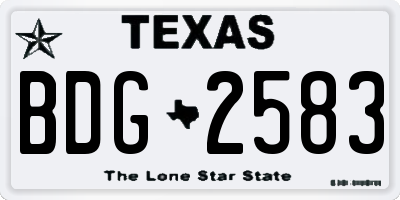 TX license plate BDG2583