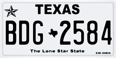 TX license plate BDG2584
