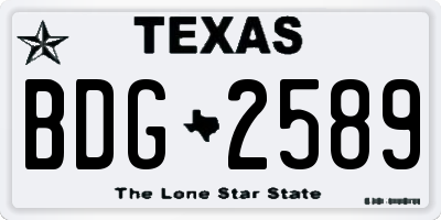 TX license plate BDG2589