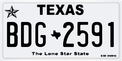 TX license plate BDG2591