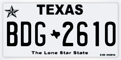 TX license plate BDG2610