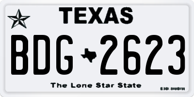 TX license plate BDG2623