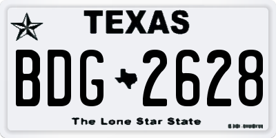 TX license plate BDG2628