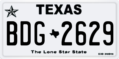 TX license plate BDG2629