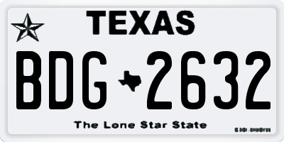 TX license plate BDG2632