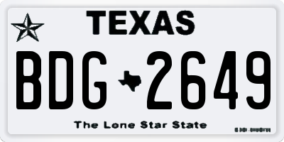 TX license plate BDG2649