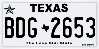 TX license plate BDG2653