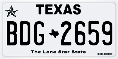 TX license plate BDG2659
