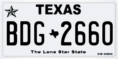 TX license plate BDG2660