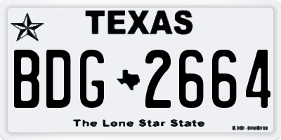 TX license plate BDG2664