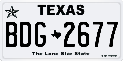 TX license plate BDG2677